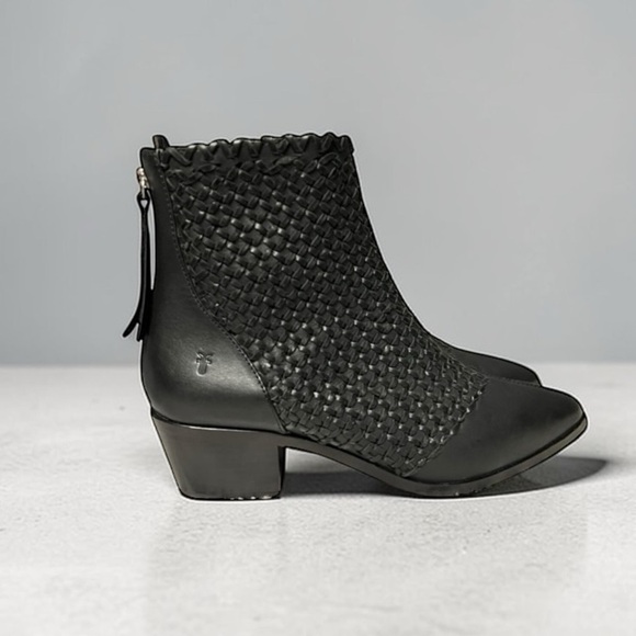 🌻 Frye Ellen Woven Black Leather Bootie | Women\'s Size 10 main image 4